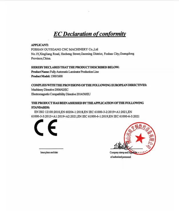 CE certificate of OUYIGANG stainless steel polishing machine